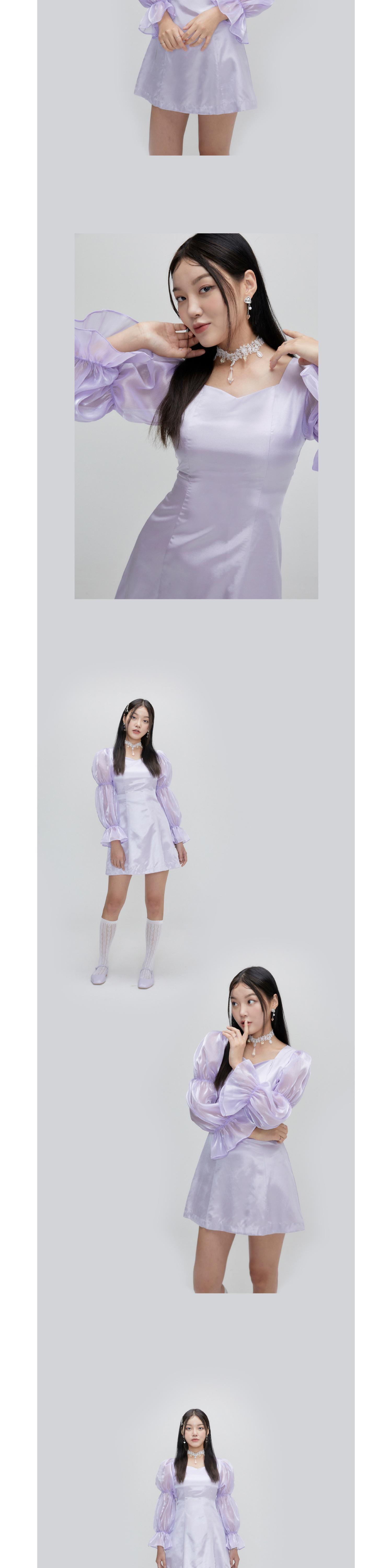 라벤더 퍼프소매 드레스 2