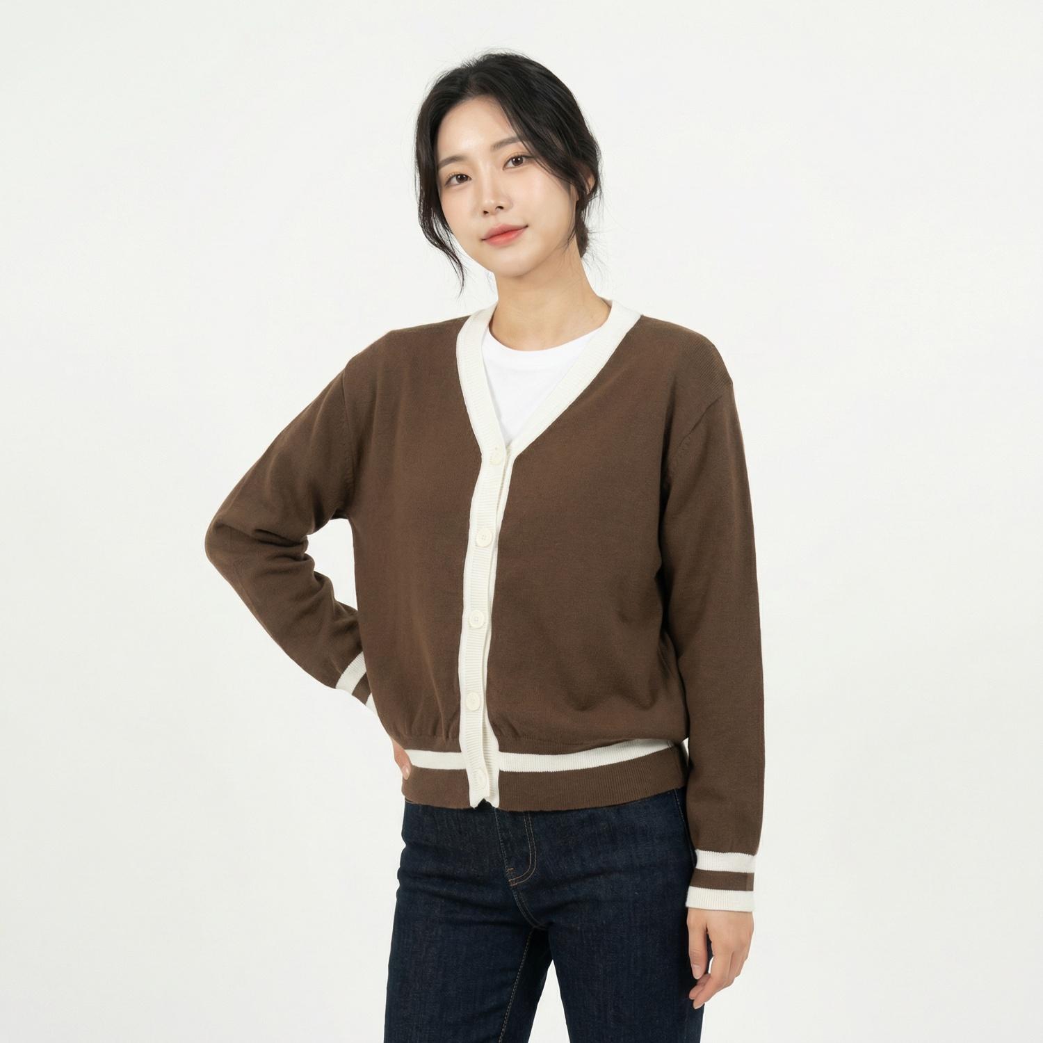 엽페 브이넥카디건 1
