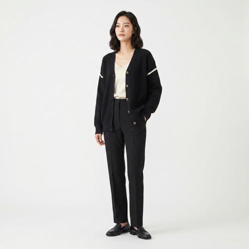 엽페 브이넥카디건