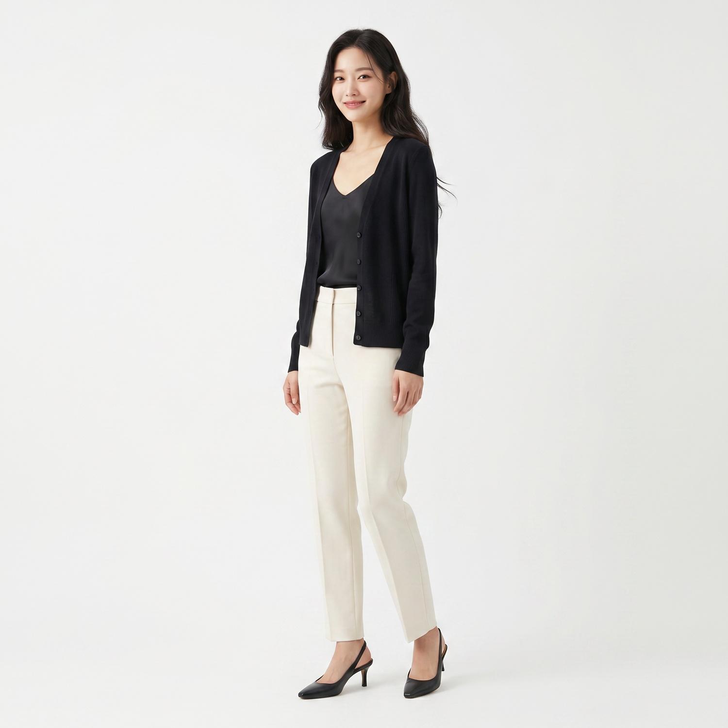 리스트 브이넥카디건 착용컷