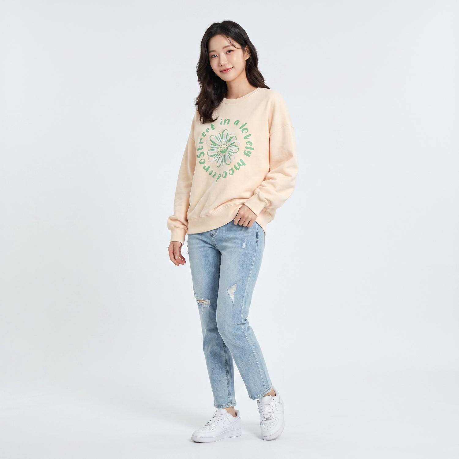 제로스트릿 맨투맨티 착용컷