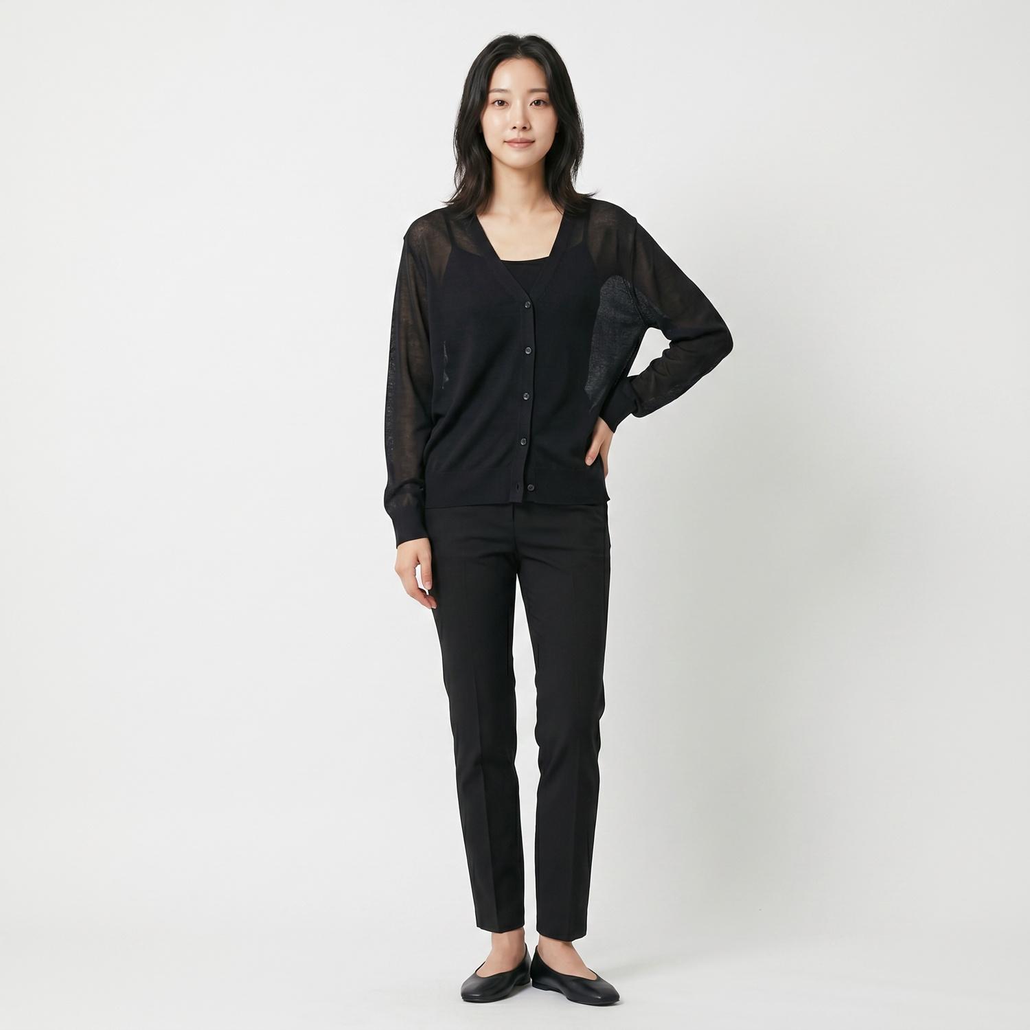 미쏘 브이넥카디건 착용컷