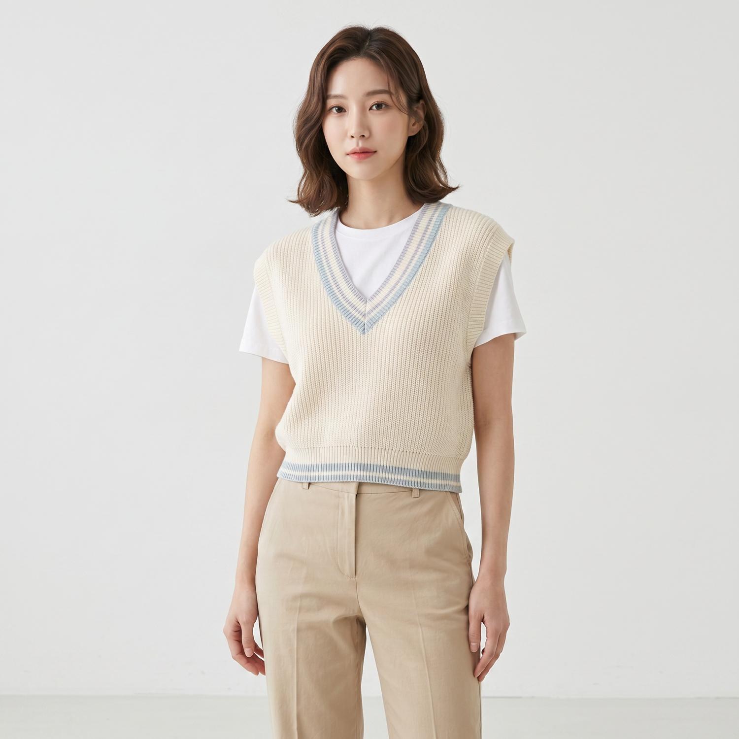 케네스 레이디 니트조끼 착용컷