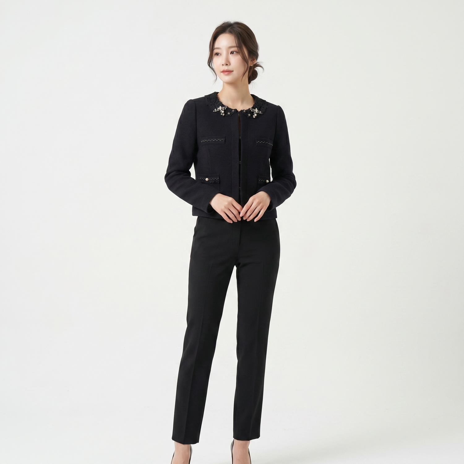 레니본 트위드재킷 착용컷