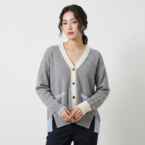 앳코너 브이넥카디건