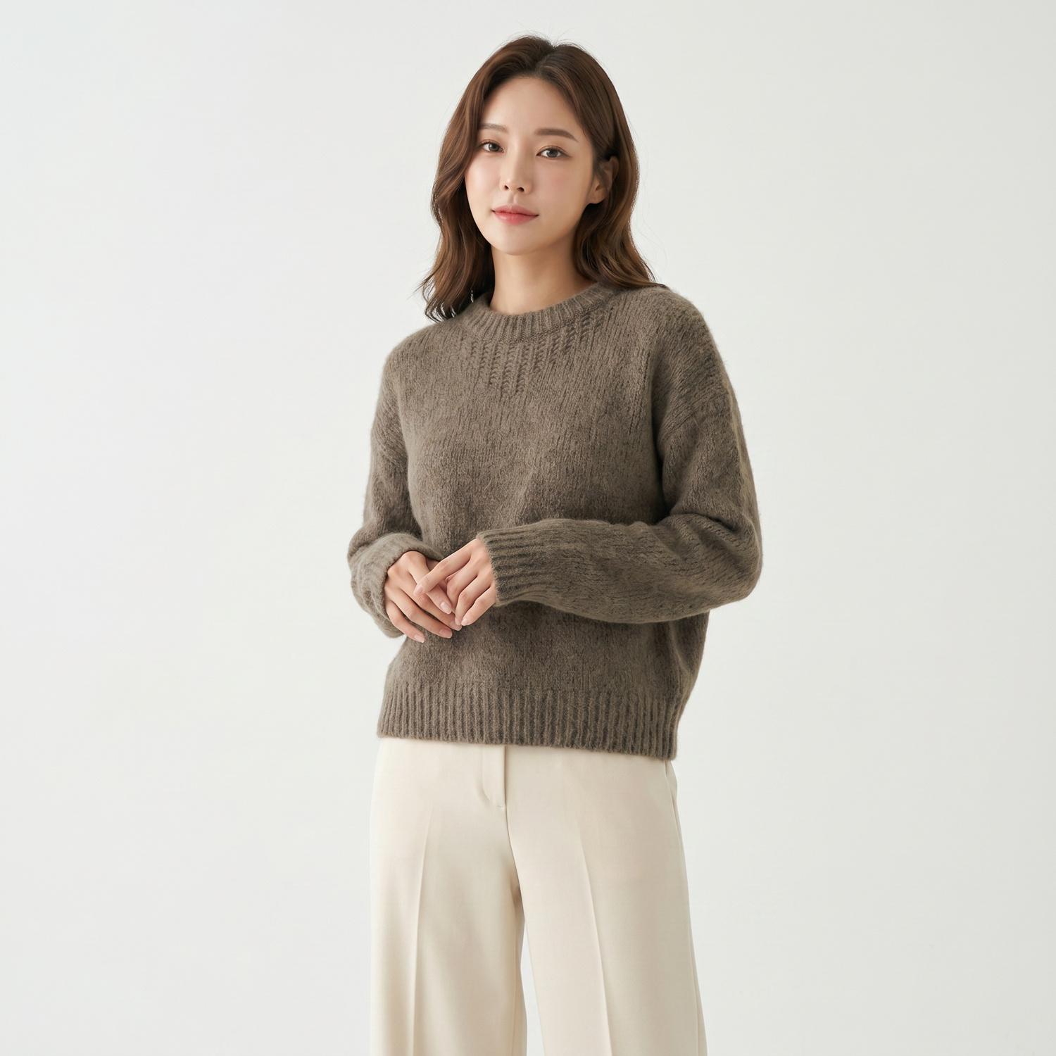 브쥬 라운드니트 착용컷