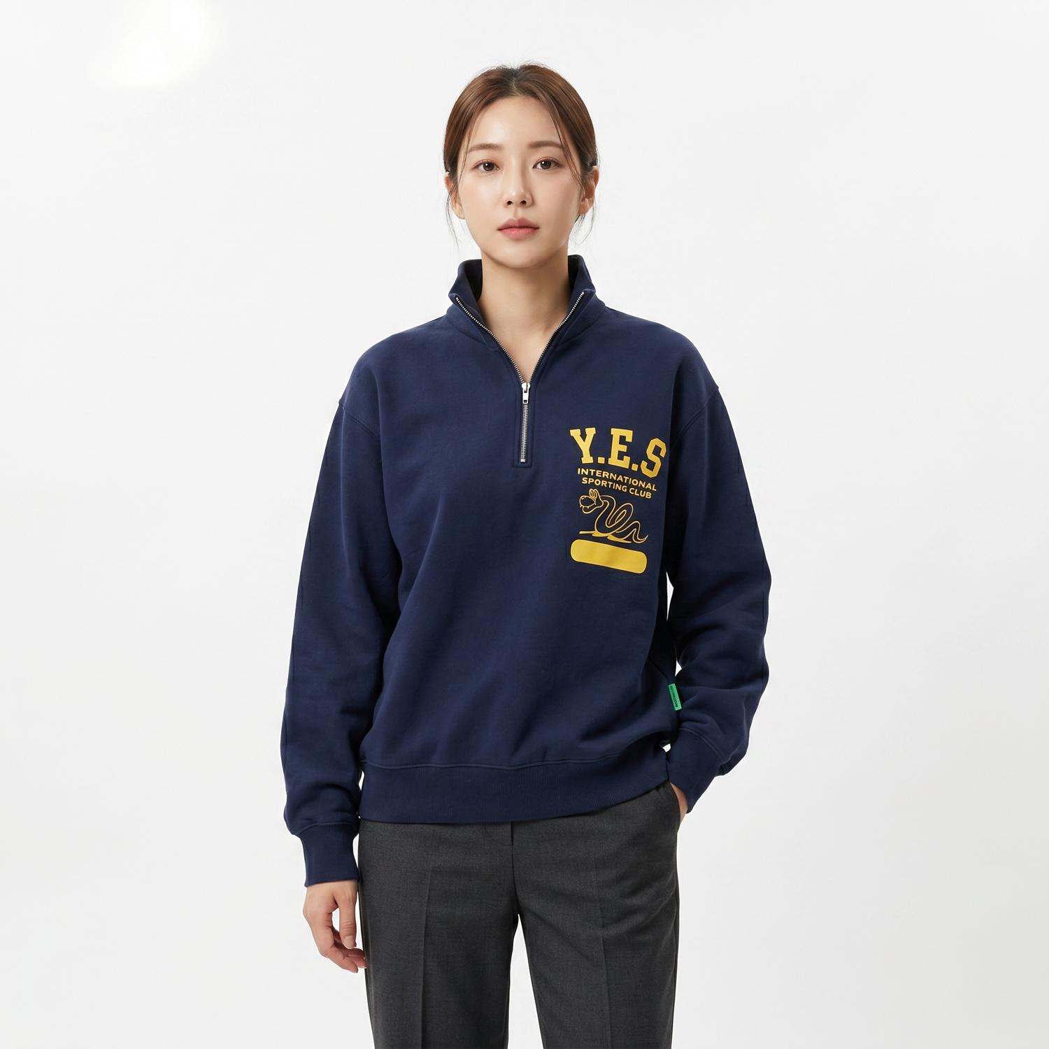 예스아이씨 하프집업 착용컷