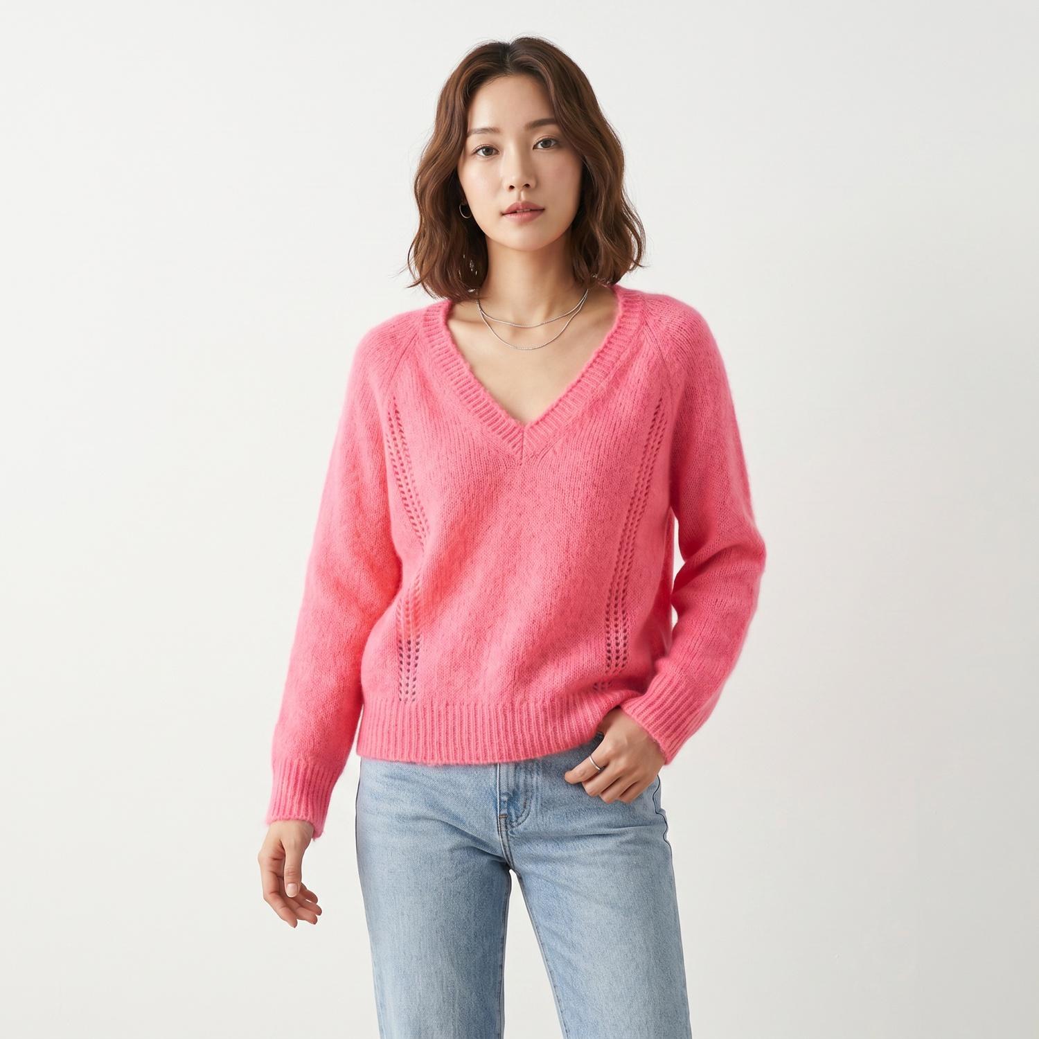 바네사브루노 브이넥니트 착용컷