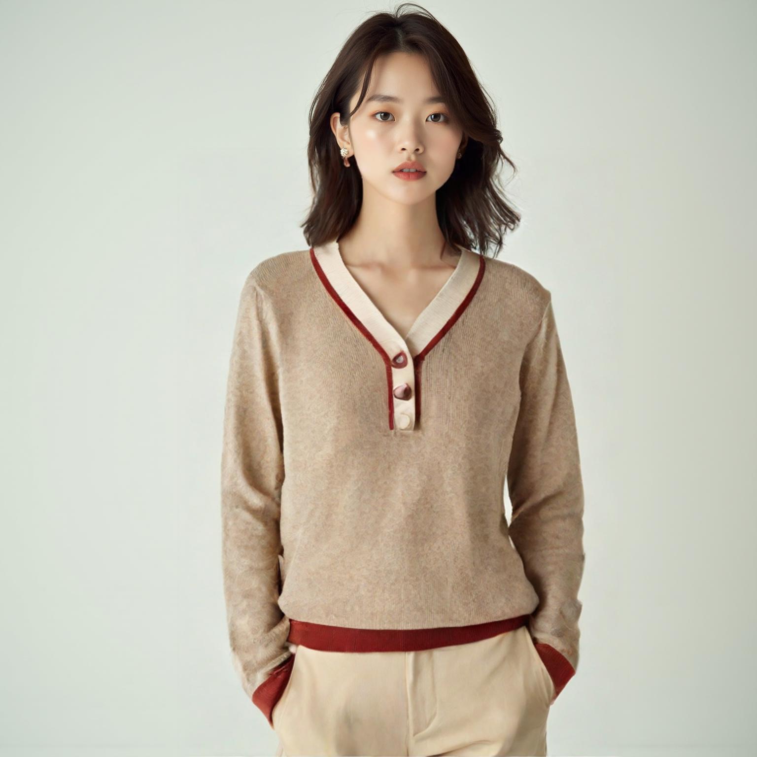 미쏘 브이넥니트
