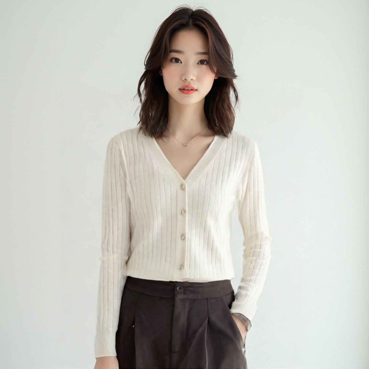 파프리카 브이넥카디건