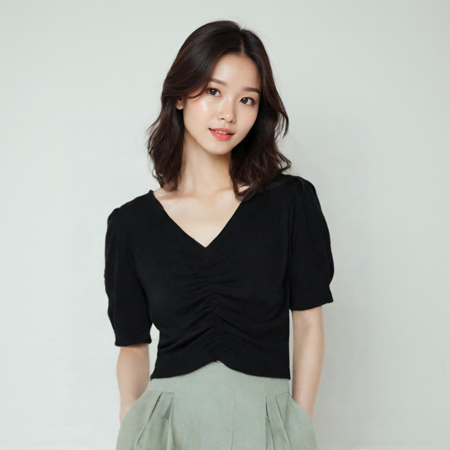 탑걸 브이넥니트