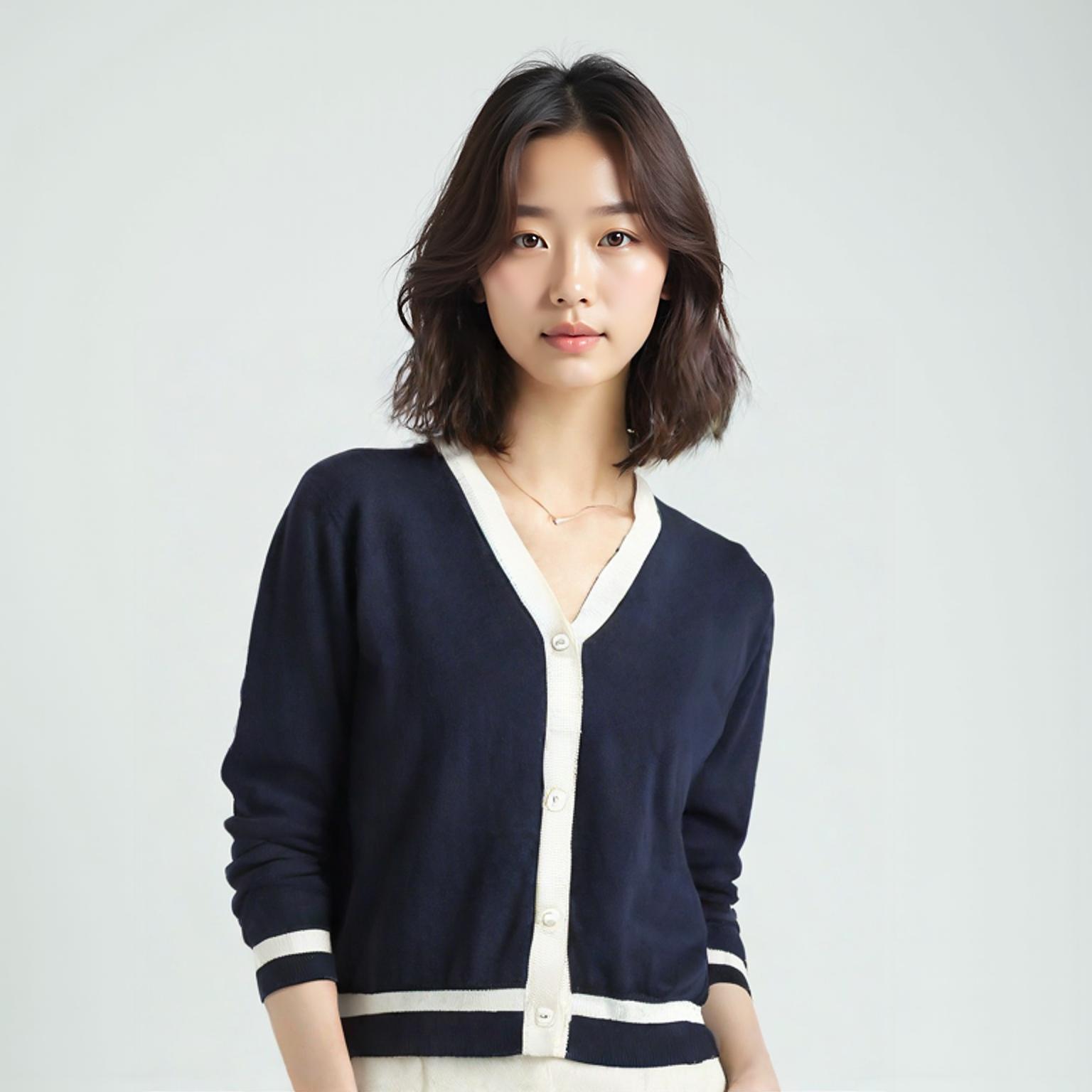 엽페 브이넥카디건