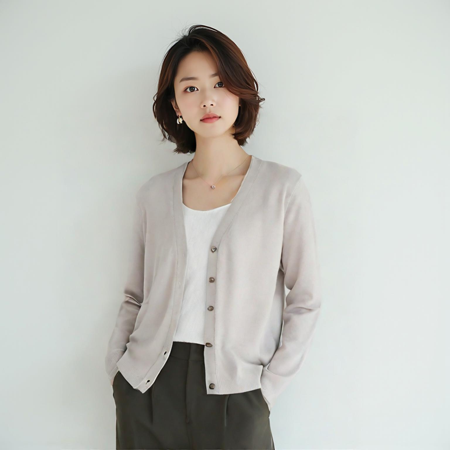 엘무드 브이넥카디건