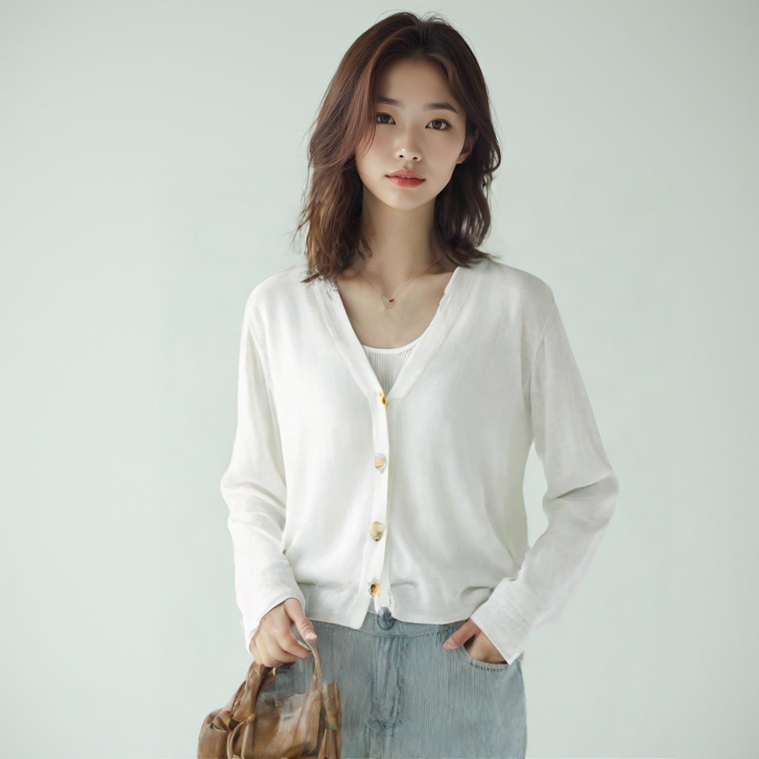 비이커 브이넥카디건
